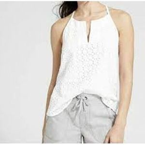 Athleta Dunes White Eyelet front tie back Tank